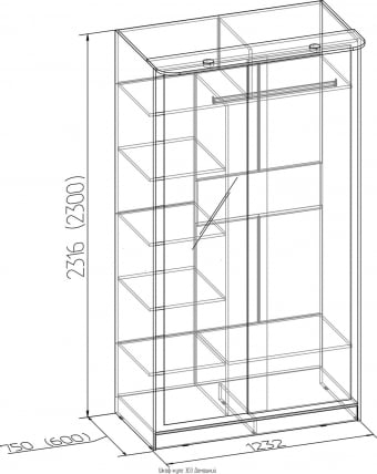 Шкаф-купе 3 Домашний Композиция Ясень Шимо_2
