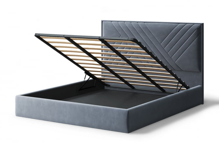 Кровать МИРА 2000*1600мм (без опор), велюр Бренди лайт 28 (серый), (б/основания, б/матраса)_2