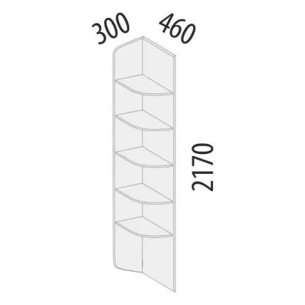 Стеллаж угловой Эверест 500.05 правый Дуб Кронберг/Белый шпон_1
