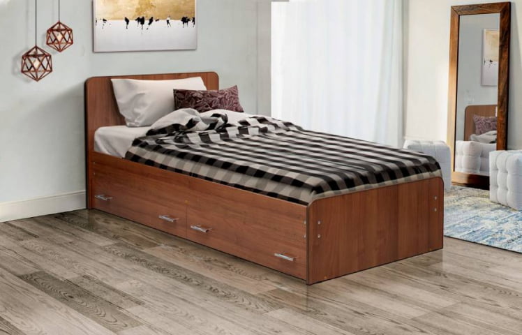 Кровать с ящиками на уголках №5 ЛДСП 800*2000 Ясень Шимо темный_0