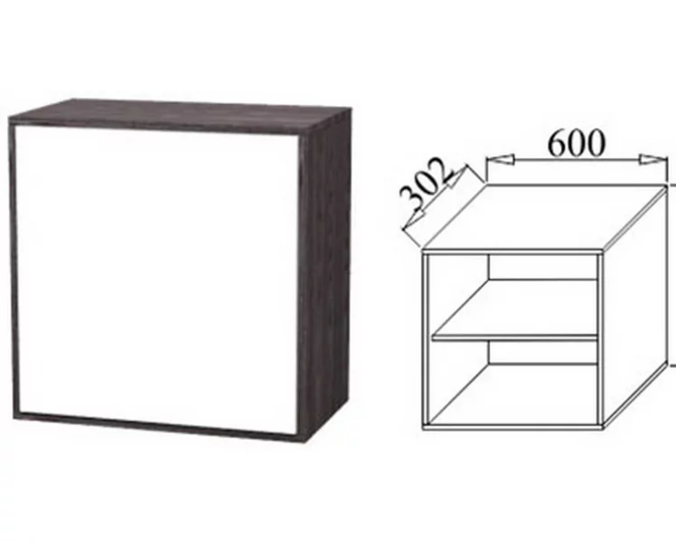 Шкаф навесной Куб К06 Белый софт Ясень черный_1