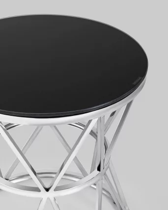 Журнальный стол ВИВА 50x50 Серебро (стекло черное)_6