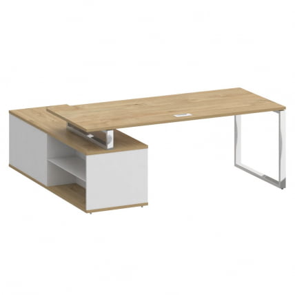 Стол руководителя с опорной греденцией, правый SHIFT SK.SRG-200 (R) Тиквуд Светлый/Белый Бриллиант_1