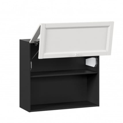 Шкаф кухонный 800 горизонтальный с 2 складными дверями комбинированный со стеклом Джулия ЛД 284.980.000.084 Черный Белый_1