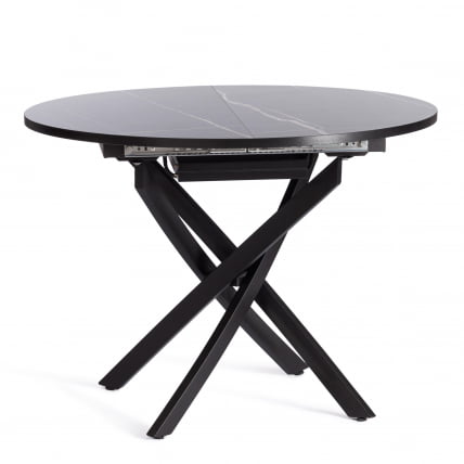 Стол MANZANA ЛДСП/HPL/металл, 100 х 100+30 х 75 см, Мрамор черный/черный_0
