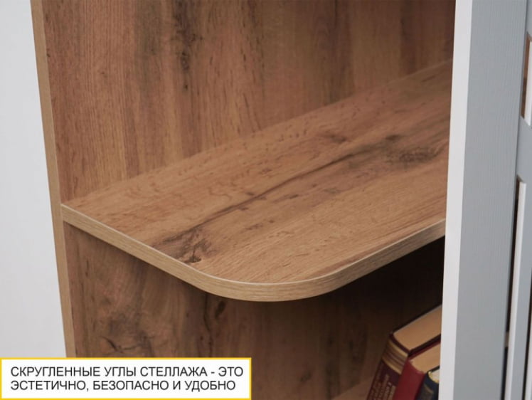 Стеллаж торцевой (лев/прав) Монако 903.17 Дуб Вотан / Белый шпон / Альпийский белый_5