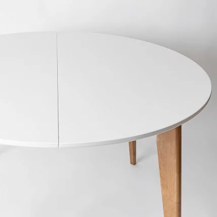 Стол обеденный Орион Plus 100x100 Эмаль белая Морилка Орех_3