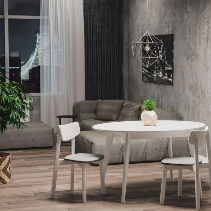 Стул с мягким сиденьем Вега Rosy Grey жаккард Эмаль белая_4