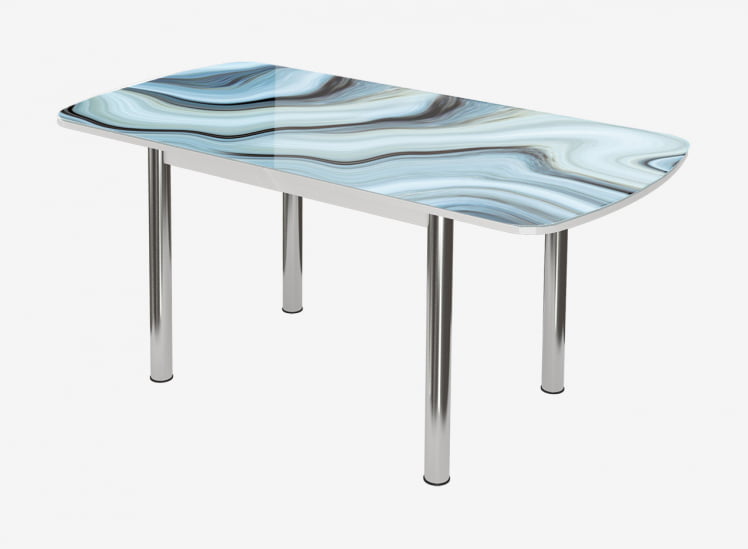 Стол Бостон-3 раздвижной, фотопечать Агат/белый/хром брифинг_0