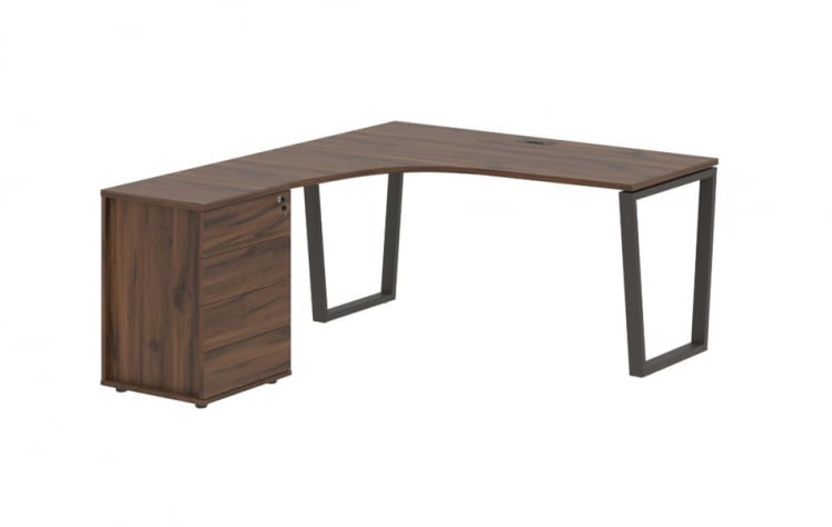 Стол эргономичный с тумбой левый ЕДИС ЕВCЕТ 1518 Л Дуб Денвер темный Мокко / EDIS EVCET L_0