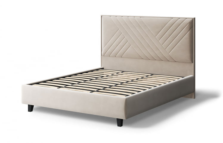 Кровать МИРА 2000*1600мм (на опорах), велюр Бренди лайт 03 (бежевый), (б/основания, б/матраса)_2