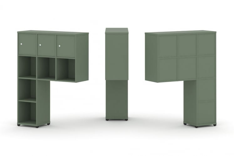 Надставка на стол высокая односторонняя + задняя стенка (8 шт.) + распашной фасад (3 шт.) CОНCЕПТ CН.ОНВ-003 Кобо Черный металл / CONCEPT CN.ONV-003_0