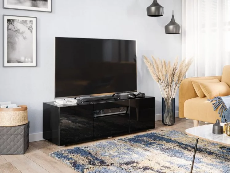Тумба под ТВ 1200 Бруклин ЛД 685.040.000 Черный глянец_4