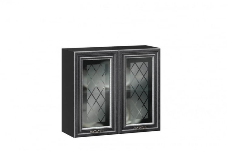 Шкаф кухонный 800 со стеклом Италия ЛД 275.367.000 Черный Дуб темный_0
