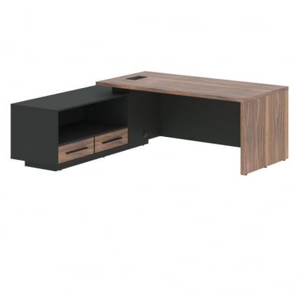 Стол руководителя левый VELION VENEER VRCT 2119 L Американский орех Яшма черная_0