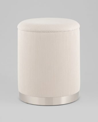 Пуф Эмили с ящиком серебро вельвет молочный_8