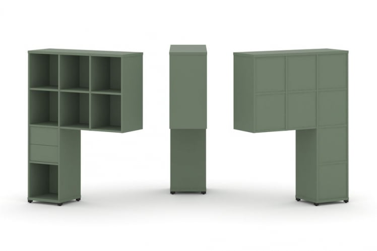 Надставка на стол высокая односторонняя + задняя стенка (8 шт.) + блок с 2-мя ящиками (1 шт.) CONCEPT CN.ONV-002 Кобо Черный металл_0