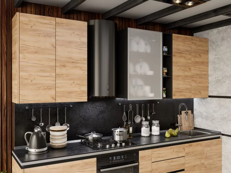 Шкаф кухонный 600 со стеклом (правый) Шервуд ЛД 281.352.000.028 Черный_3