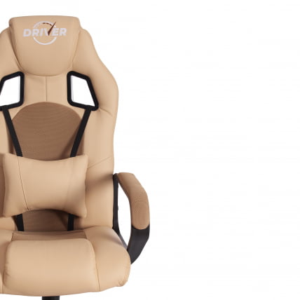 Кресло DRIVER (22) кож/зам/ткань, бежевый/бронза, 36-34/TW-21_5