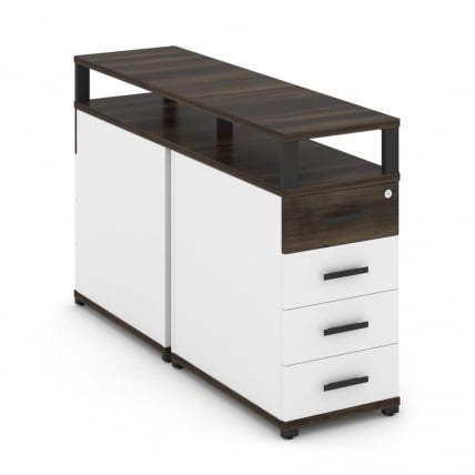 Тумба двухсторонняя опорная приставная с 4-мя ящиками и надставкой CONCEPT CN.DTGO-003 B/W Дуб Мали Белый бриллиант Черный_0