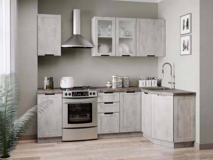 Шкаф кухонный 600 со стеклом Джамис ЛД 296.350.000.021 Белый Белый камень_2