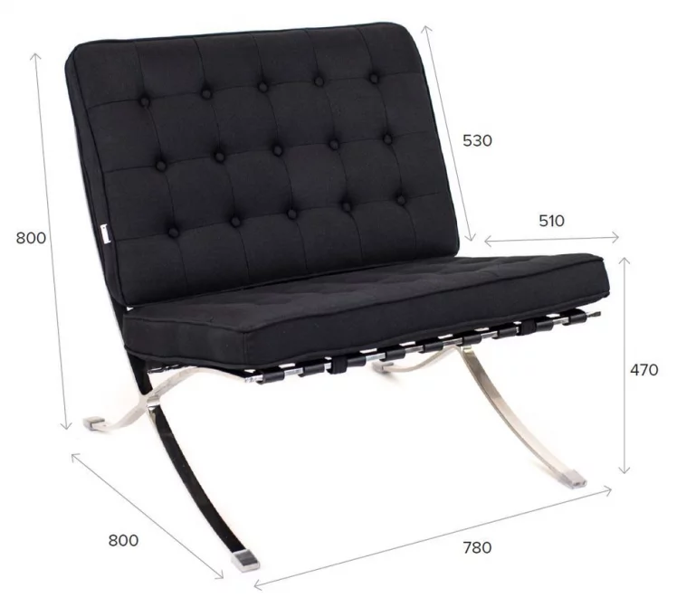 Диван одноместный Еверпроф Барселона - 1 Ткань Черный / Everprof Barcelona_3