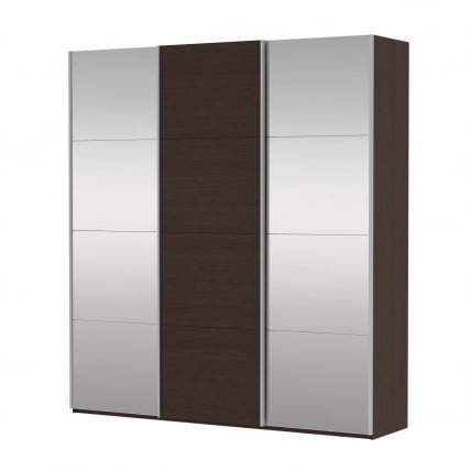 Шкаф-купе трехдверный Прайм 2100 Зеркало/ДСП/Зеркало Венге_0