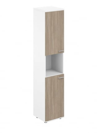 Шкаф высокий левый с нишей Sigma SG.866.WH.OD.OD.L Белый Дуб темный_0