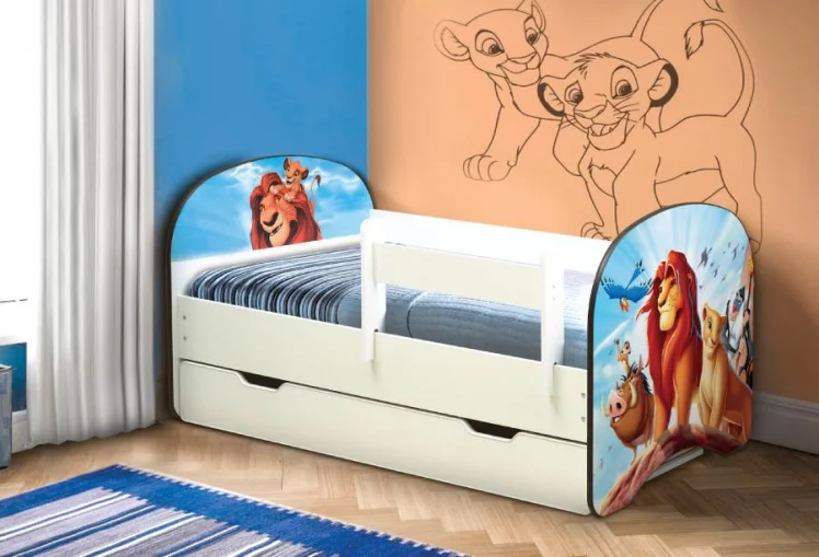 Кровать детская с фотопечатью с 1 ящиком 800*1600 Король Лев_1