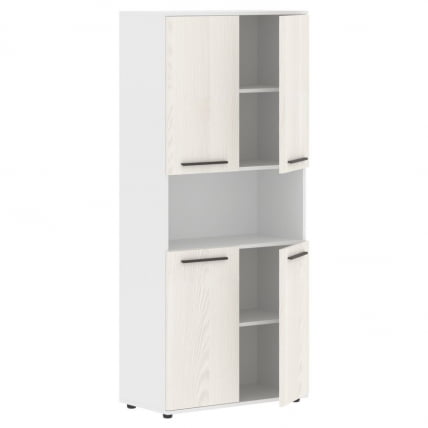 Шкаф с двумя комплектами глухих малых дверей ЕДИС ЕХCС 85.4 Ясень Траун Мокко Белый / EDIS EHCS_1