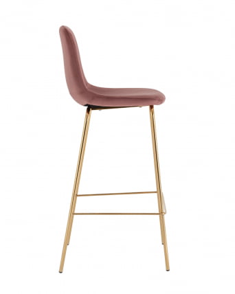 Стул барный Валенсия SN золотые ножки велюр Пыльно-розовый_2