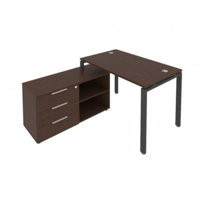 Рабочая станция на П-образном м/к с опорной тумбой левая Metal System Б.РС-СТС-2.2 Л Венге/Антрацит_0