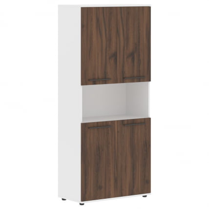 Шкаф с двумя комплектами глухих малых дверей ЕДИС ЕХCС 85.4 Дуб Денвер темный Мокко Белый / EDIS EHCS_0