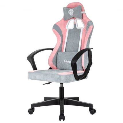 Кресло компьютерное BRABIX Forcer GM-127, 2 подушки, ткань, розовое/серое_1