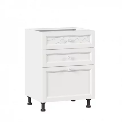 Тумба кухонная 600 с 3 ящиками ЛЮКС (4) Джулия ЛД 284.910.000.038 Белый_0