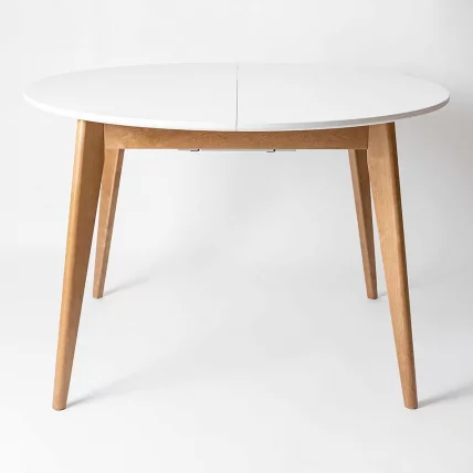 Стол обеденный Орион Plus 100x100 Эмаль белая Морилка Орех_0