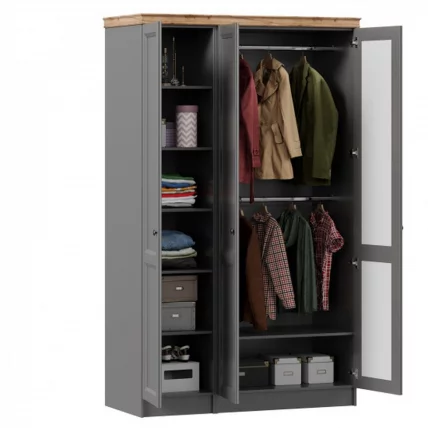 Шкаф трехстворчатый с карнизом Амели №10 Оникс серый_1