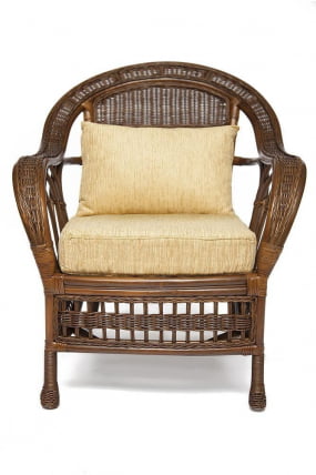 Комплект для отдыха MICHELLE ( стол со стеклом+ диван + 2 кресла + подушки) Pecan Washed (античн. орех), Ткань рубчик, цвет кремовый_1