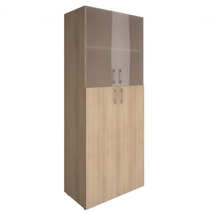 Шкаф книжный со стеклом без топа ЙАЛТА ЛТ-СТ 1.7	 Снежная Платина / YALTA LT-ST_0