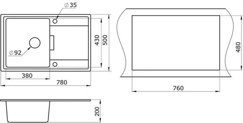 Кухонная мойка GRANULA 7804 Базальт_1