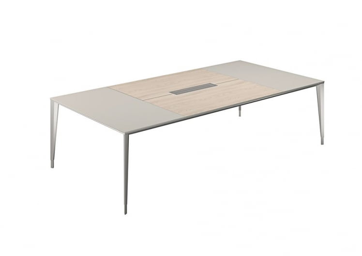 Конференц-стол (домино вдоль) Atlas NZ-0109.GS.YN.AL Серый камень Ясень Наварра Алюминий_0