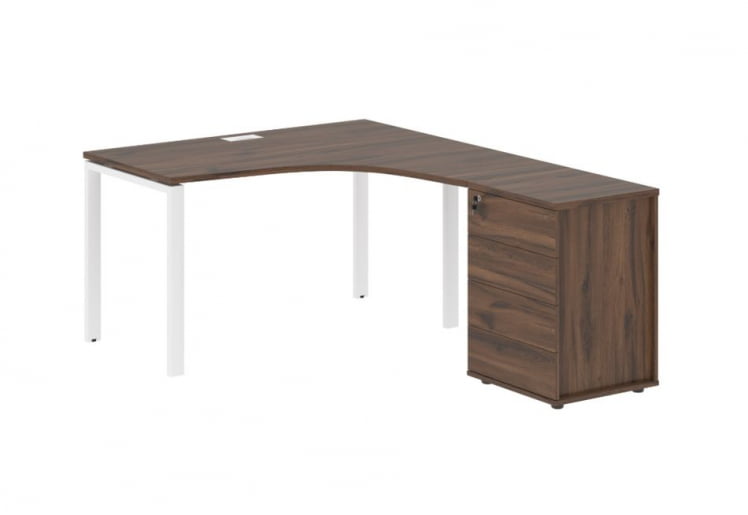 Стол эргономичный с тумбой правый EDIS EUCET 1318 R Дуб Денвер темный Белый_0