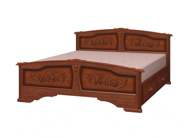 Кровать Елена 200х80 с выкатными ящиками Орех_0
