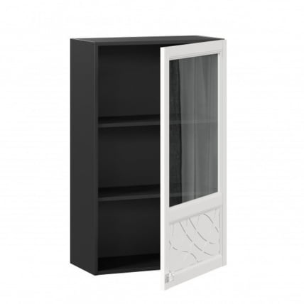 Шкаф кухонный 600 высокий со стеклом Джулия ЛД 284.450.000.172 Черный Белый_1