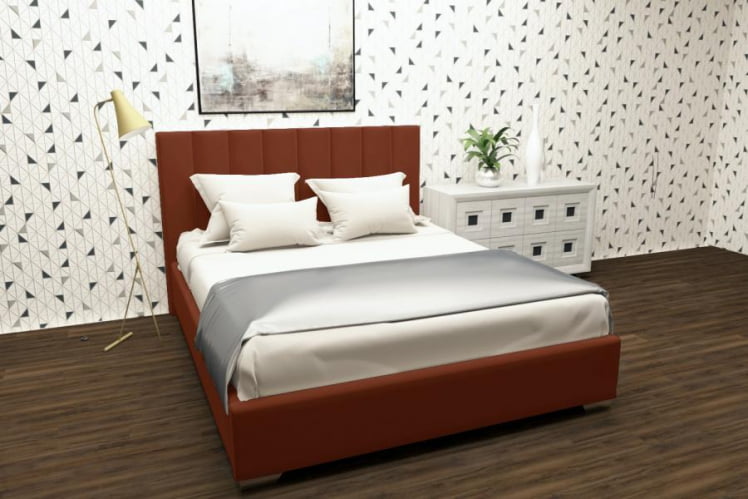 Мягкая интерьерная кровать Терра с подъемным механизмом Цвет фасада: Оранжевый; Материал фасада: Металл/Велюр; Спальное место: 1200х2000 мм_0