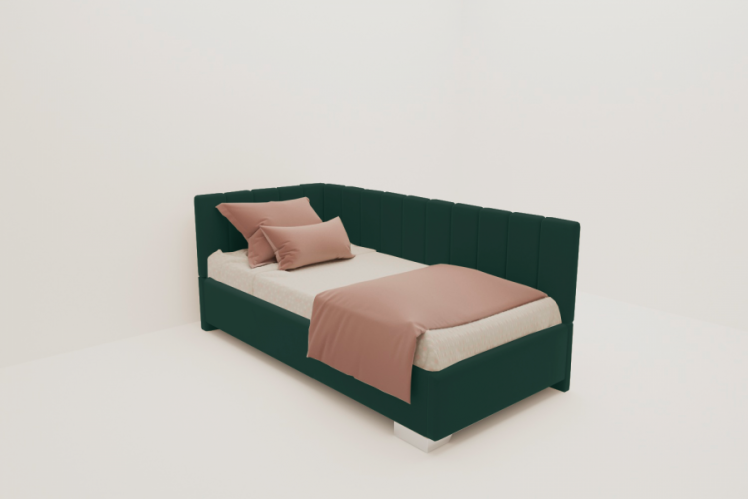 ДЕТСКАЯ МЯГКАЯ ИНТЕРЬЕРНАЯ КРОВАТЬ ТЕРРА С ОРТОПЕДИЧЕСКИМ ОСНОВАНИЕМ (BERHOUSE) Цвет фасада: Зеленый; Материал фасада: Металл/Велюр; Спальное место: 800х2000 мм_0
