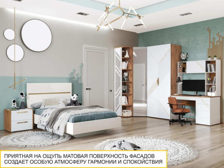 Шкаф для одежды с полками и штангой (лев/прав) Монако 903.43 Дуб Вотан / Белый шпон / Альпийский белый_4