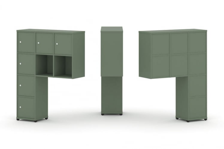 Надставка на стол высокая односторонняя + задняя стенка (8 шт.) + распашной фасад (6 шт.) CONCEPT CN.ONV-009 Кобо Черный металл_0