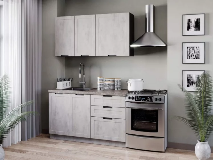 Тумба кухонная 400 с 3 ящиками ЛЮКС (4) Джамис ЛД 296.880.000.078 Черный Белый камень_2