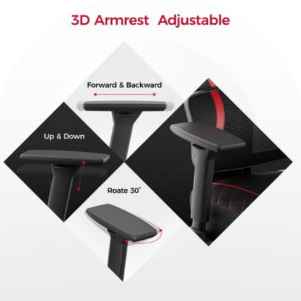 Эргономичное компьютерное кресло (для геймеров) Eureka Norn, Red_10